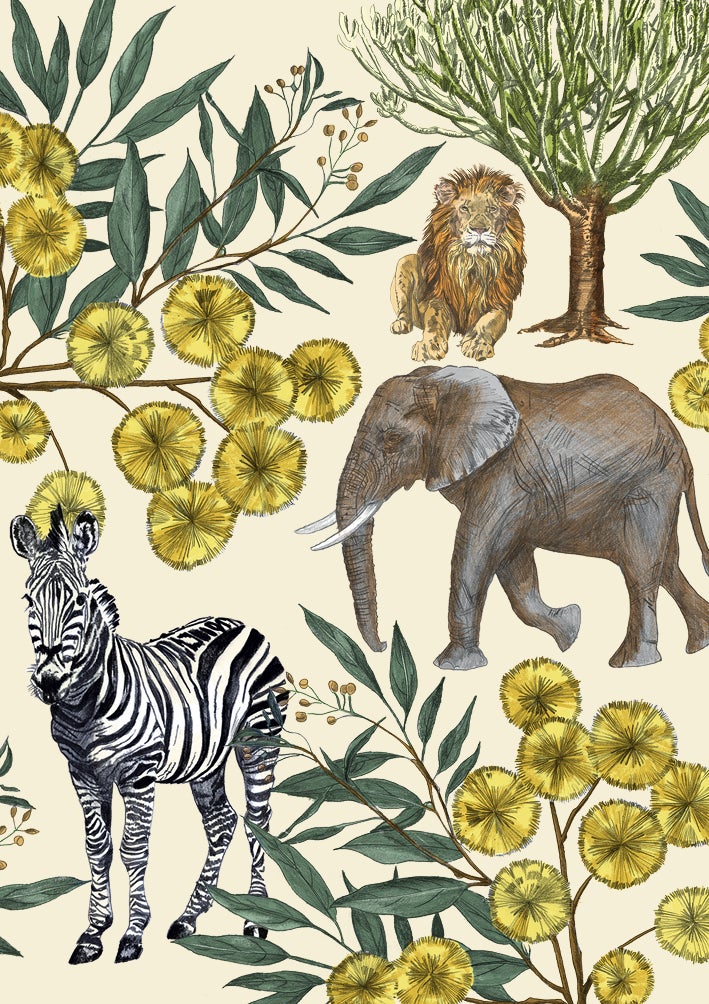 Kort Habitania Løve sebra elefant