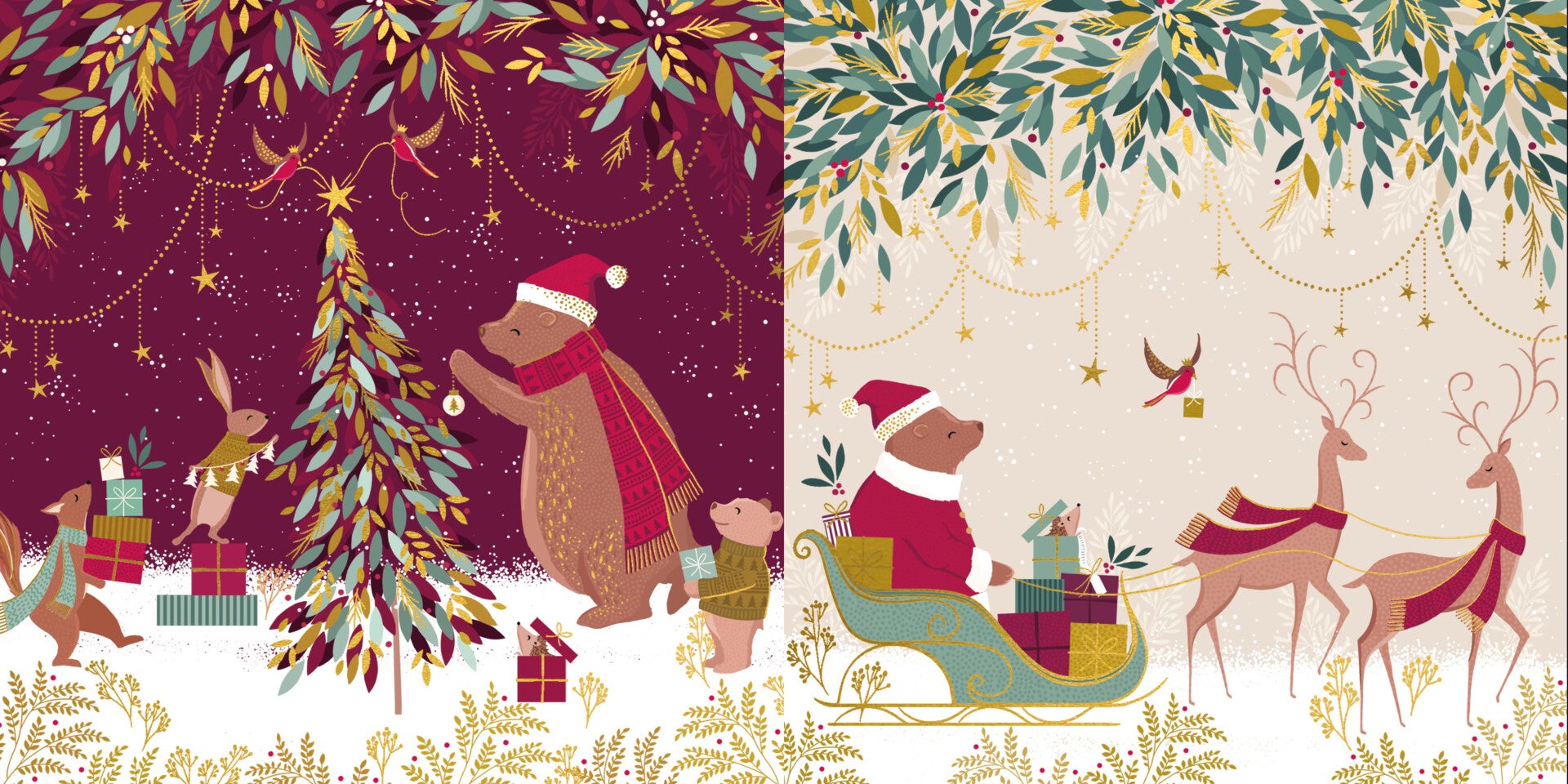 Kortpakke Jul Sara Miller woodland 10pk