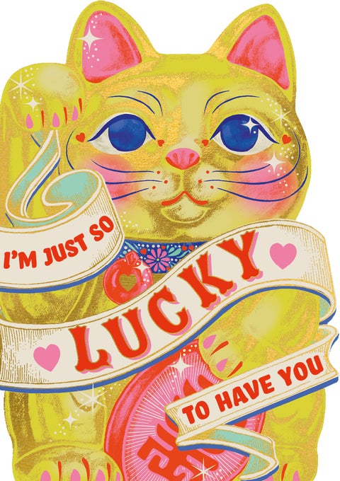 Kort Lucky Cat Valentines