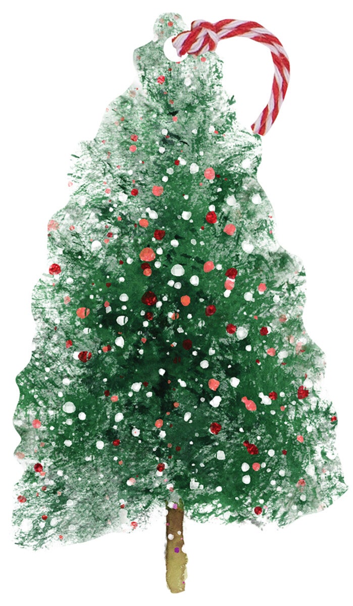 Gavemerkelapper 6pk Tree With Red Baubles