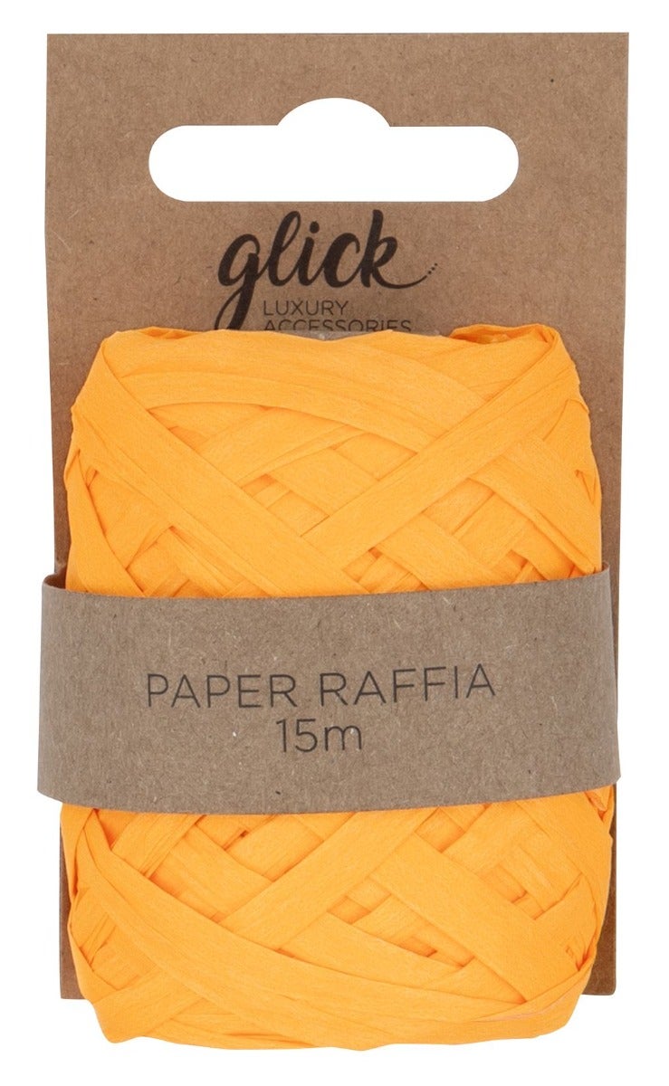 Gavebånd Paper Raffia Neon Orange 15m