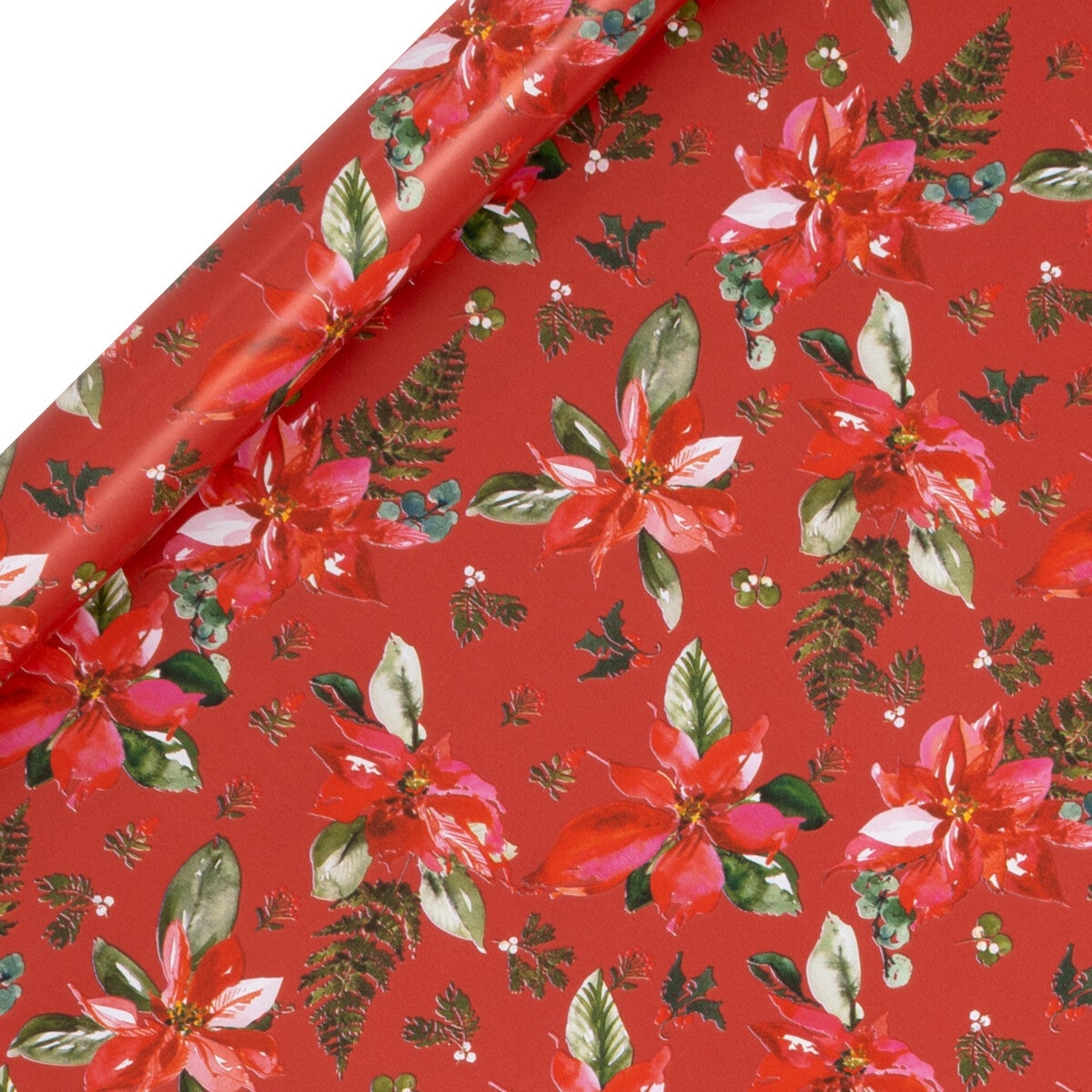 Gavepapir 4m Poinsettia Rød