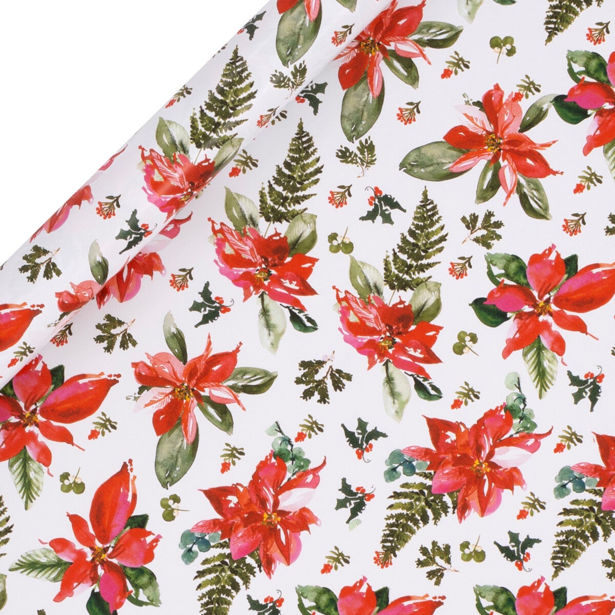 Gavepapir 4m Poinsettia Hvit