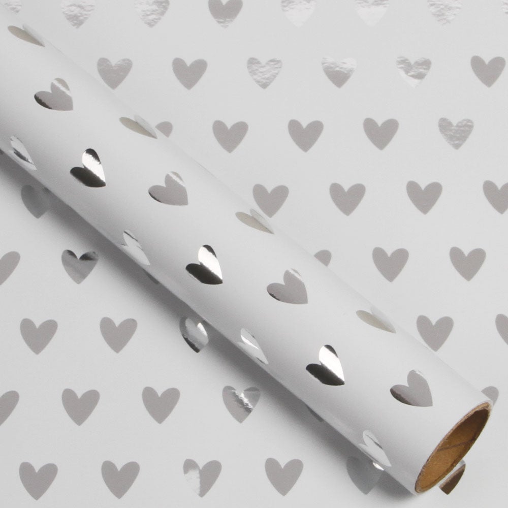 Gavepapir 3m Silver Heart