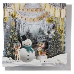 Lydkort PC Snowman Snow Scene