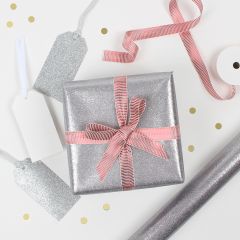 Gavepapir 2m Silver Glitter