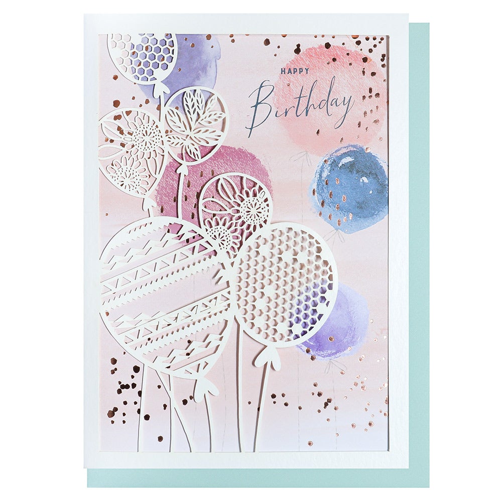 Kort Lasercut Hbday Bloons