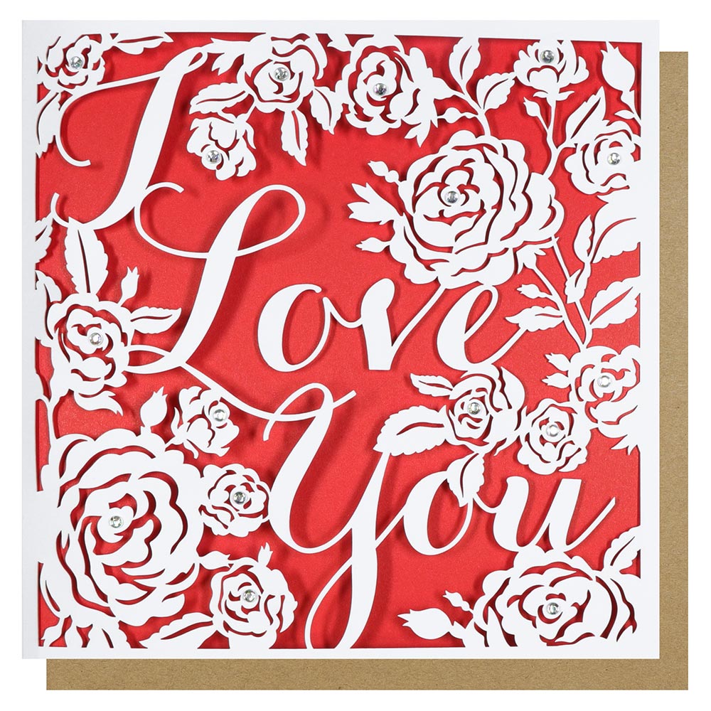 Kort Valentine I Love You Lasercut
