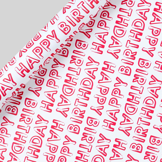 Gavepapir 3m Pink Happy Bday