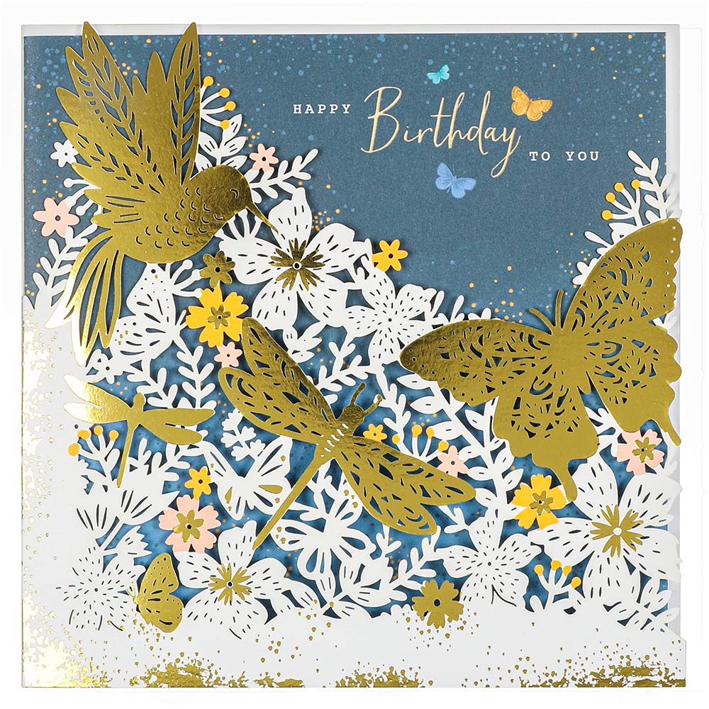 Kort Lasercut Bird And Butterfly