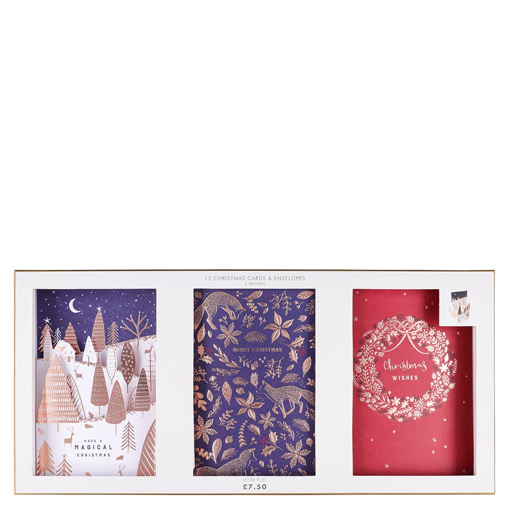 Julekort Copper Foil Etched 12pk