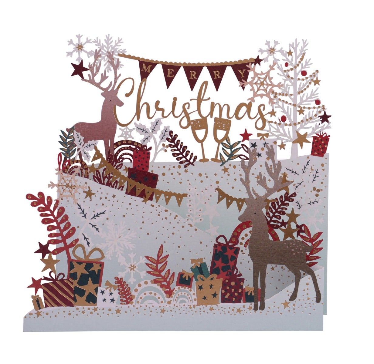 Julekort Deer Fold Out Lasercut
