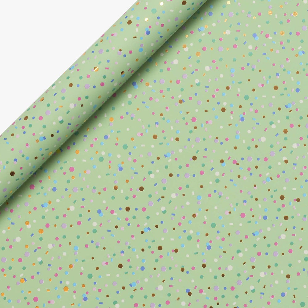 Gavepapir 3m Holo Confetti Mint