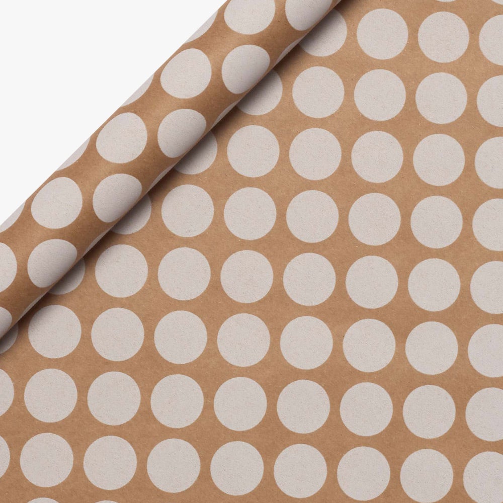 Gavepapir 3m Kraft White Dots