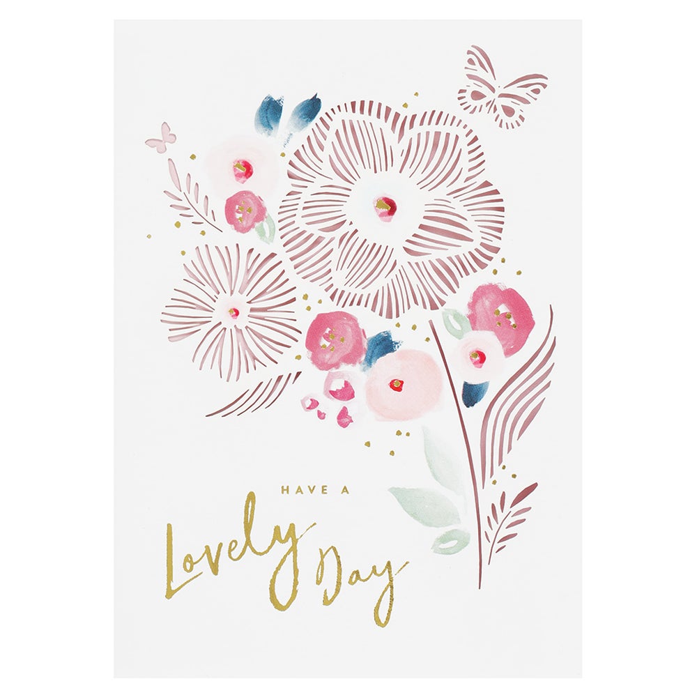Kort PC Flowers Lasercut Lovely Day