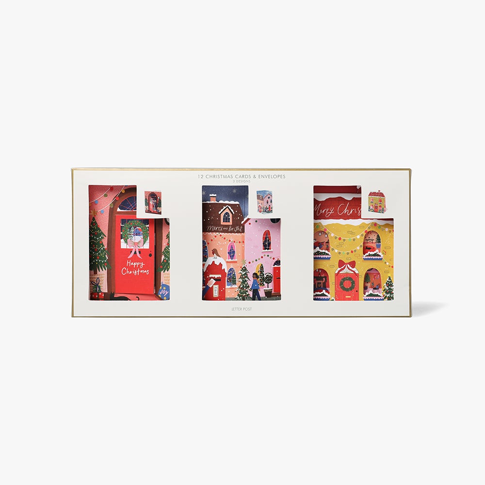 Julekort Houses Box 12pk