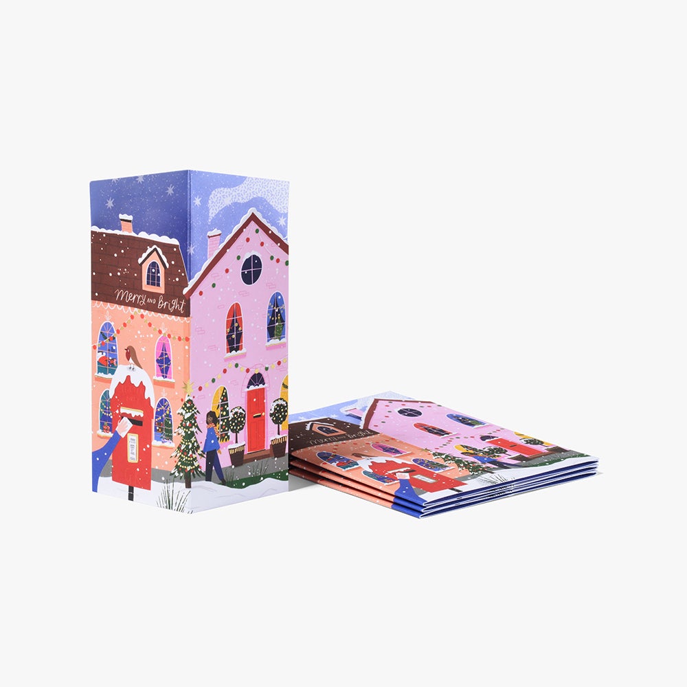 Julekort Houses Box 12pk