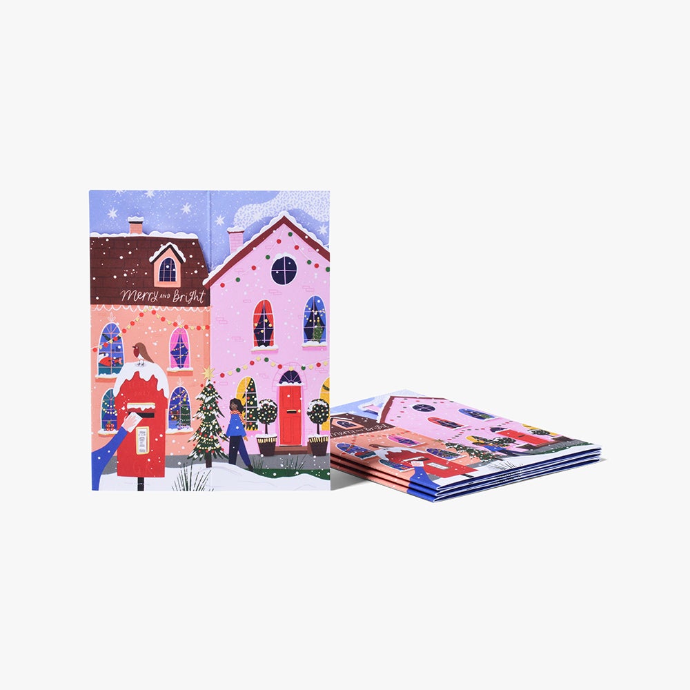 Julekort Houses Box 12pk