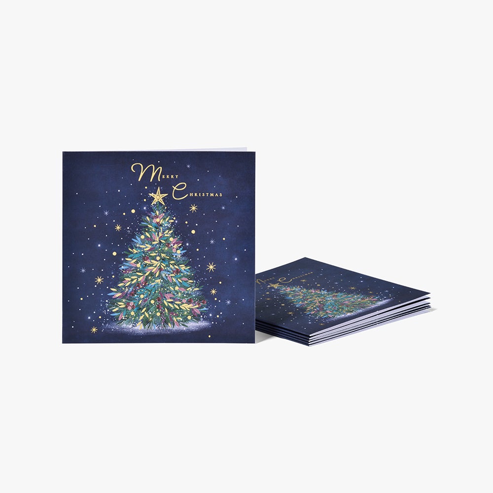 Julekort Decorative Tree Navy 6pk