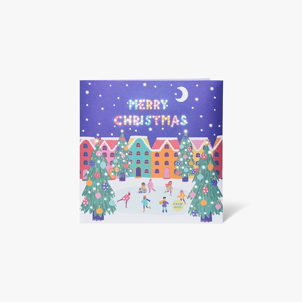 Julekort Merry Christmas Skaters