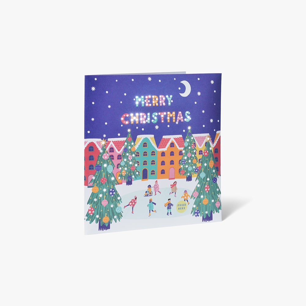 Julekort Merry Christmas Skaters