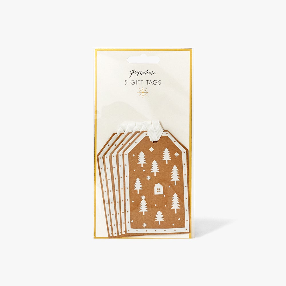 Gavemerkelapp White Trees Village 5pk