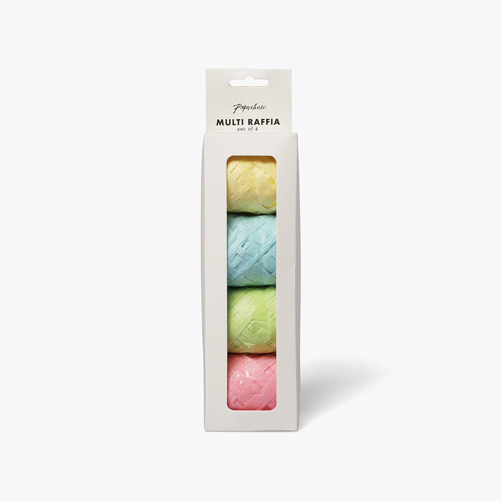 Gavebånd Multi Pastel Raffia 20m Pk4