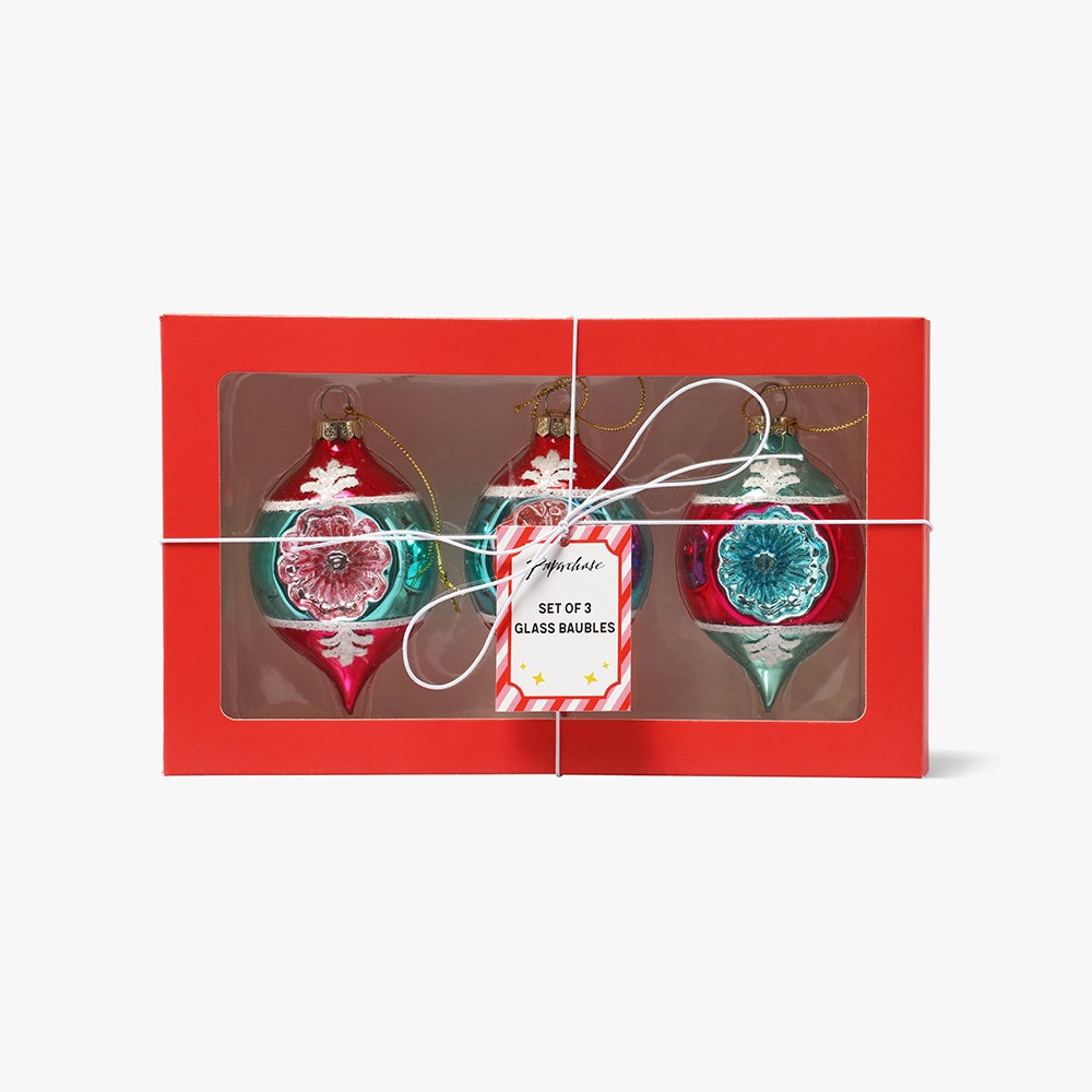 Julekuler Retro i glass 3pk