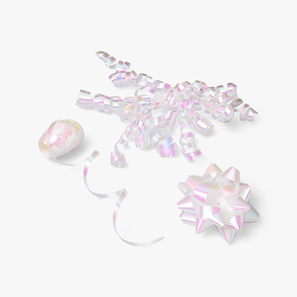 Gavebånd Og Rosetter White Irid Curly