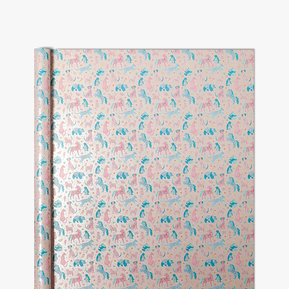 Gavepapir 5m Floral Unicorn Friends