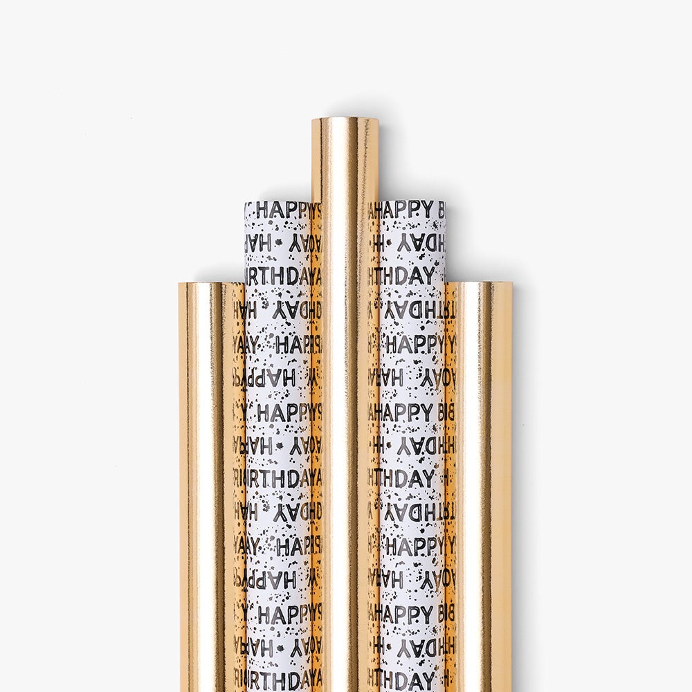 Gavepapir 3m Gold og Mono 5pk