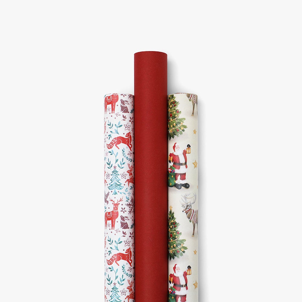 Gavepapir Traditional Xmas 3pk