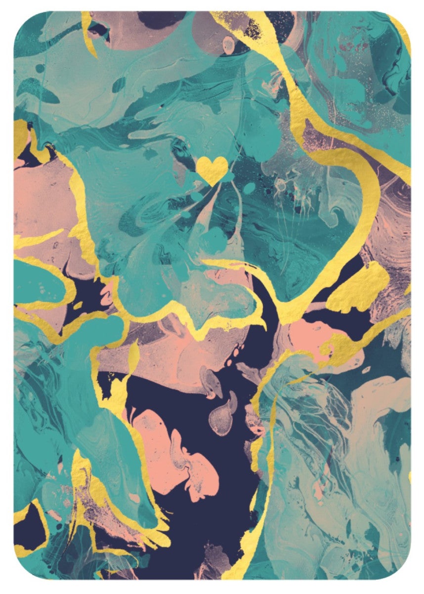 Kort Gold Foil Marble Heart