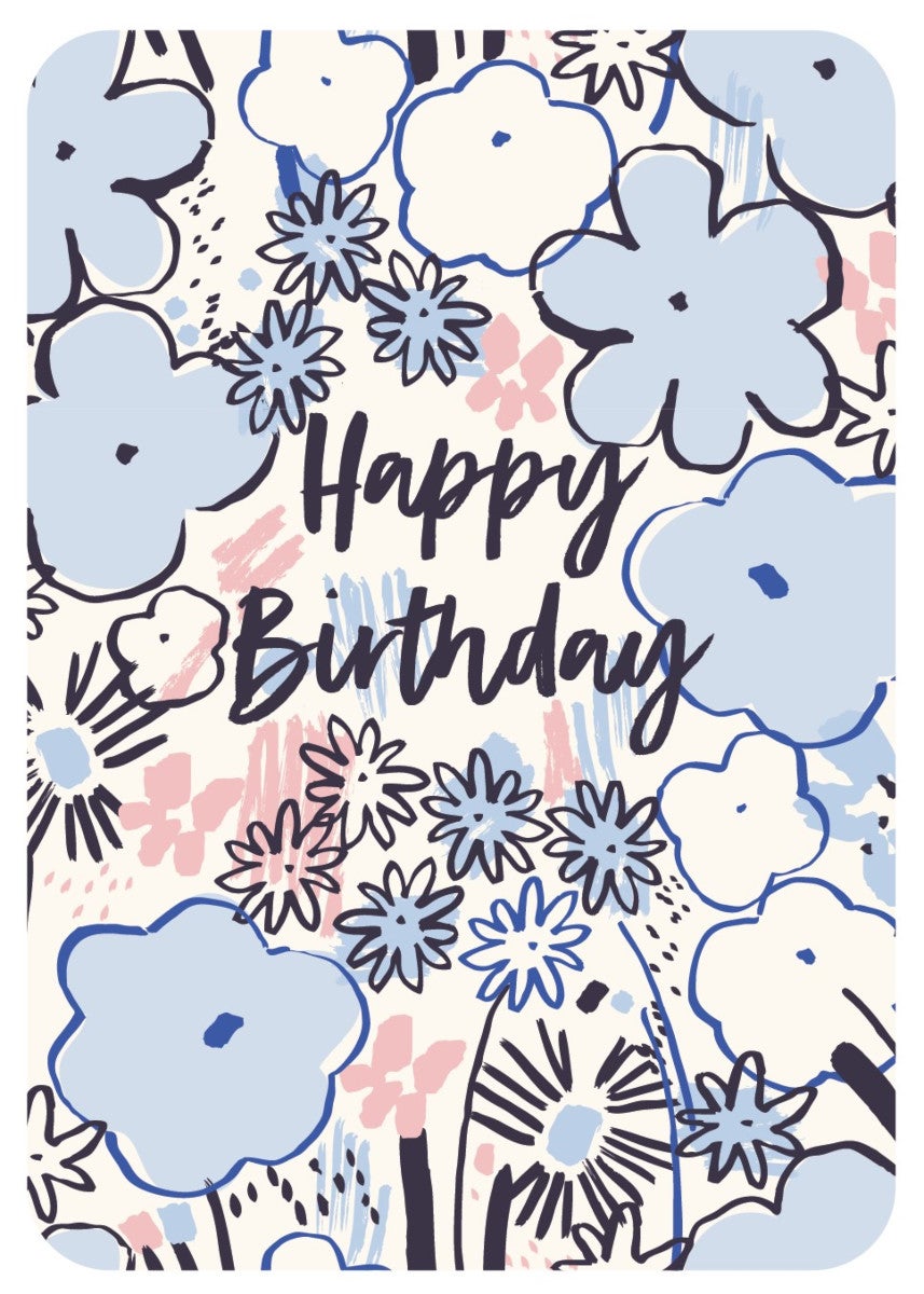Kort Happy Birthday Inky Meadow Floral