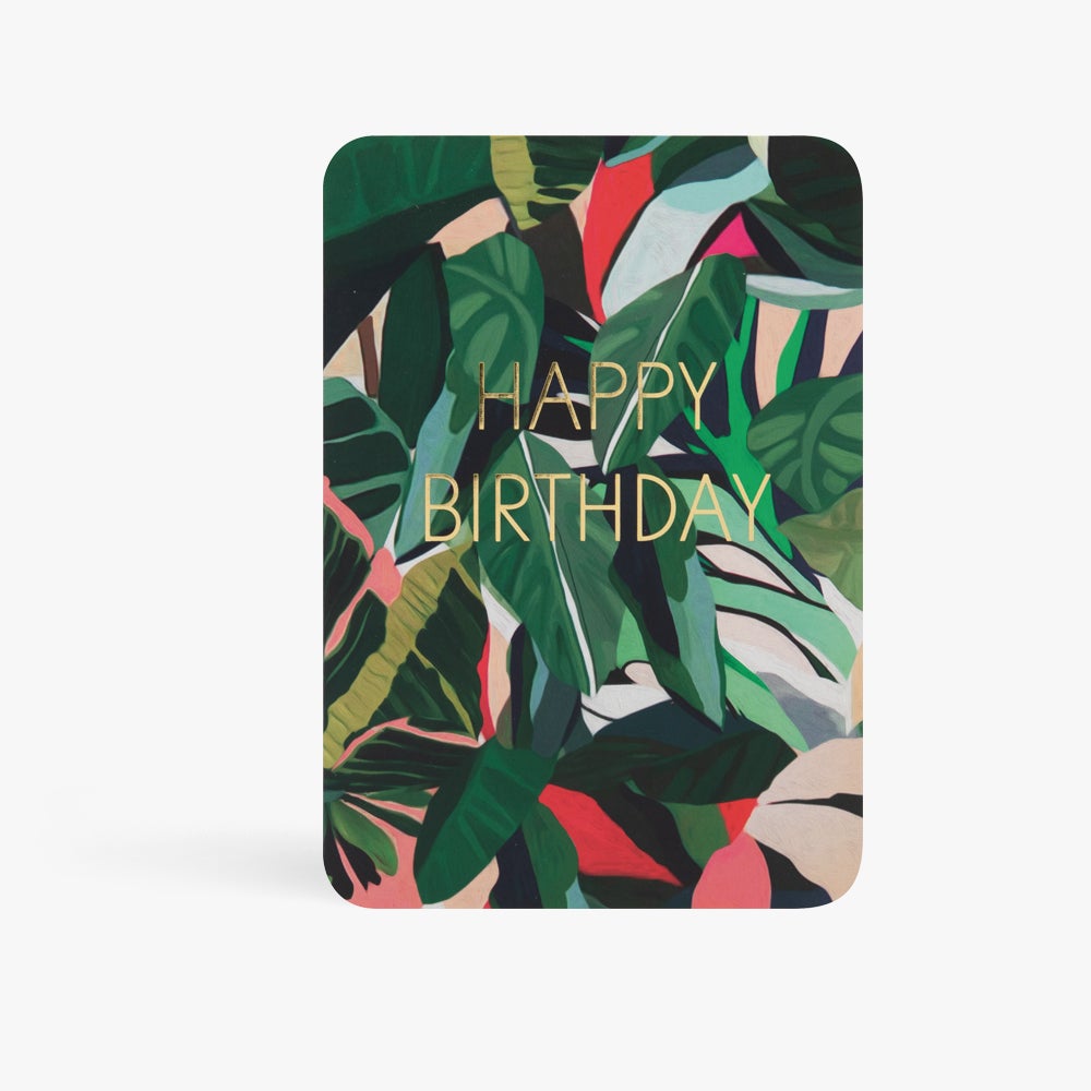 Kort Happy Birthday Tropical Leaf