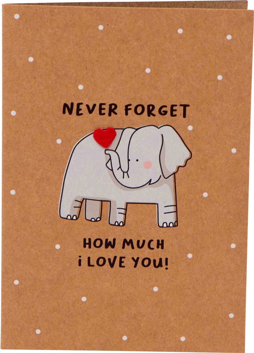 Kort Valentine Never Forget Elephant Heart