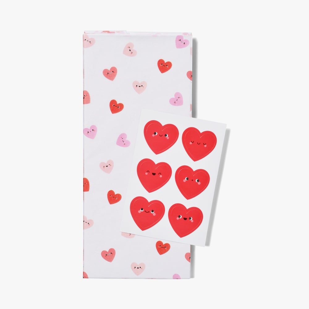 Silkepapir Heart Face 3pk Inkl Stickers