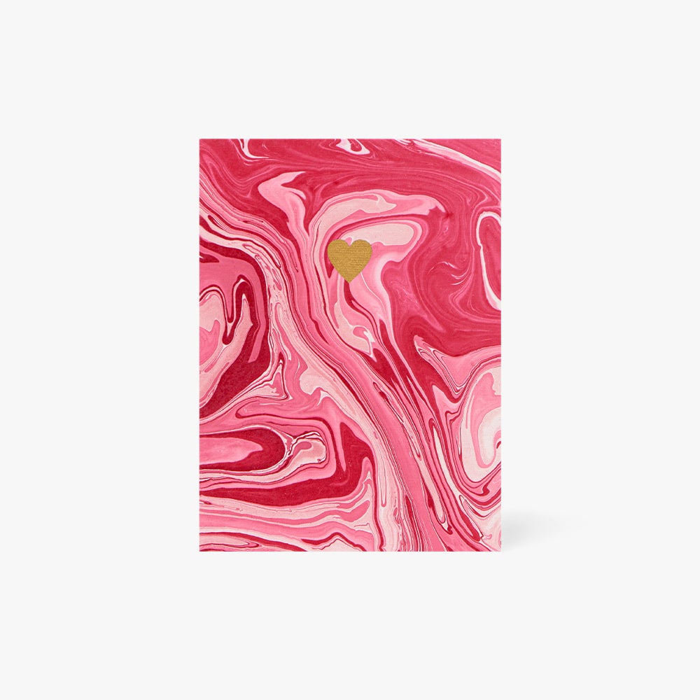 Kort Pink Marble Gold Heart