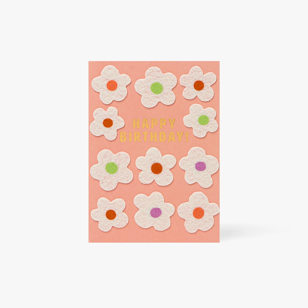 Kort Felt Flowers Birthday