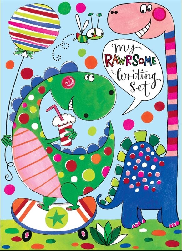 Brevsett for barn m/klistremerker Dinosaurs