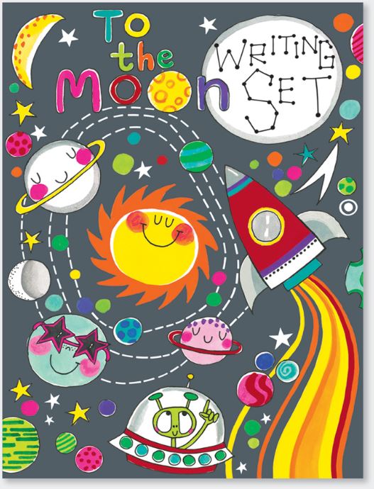 Brevsett for barn m/klistremerker To The Moon