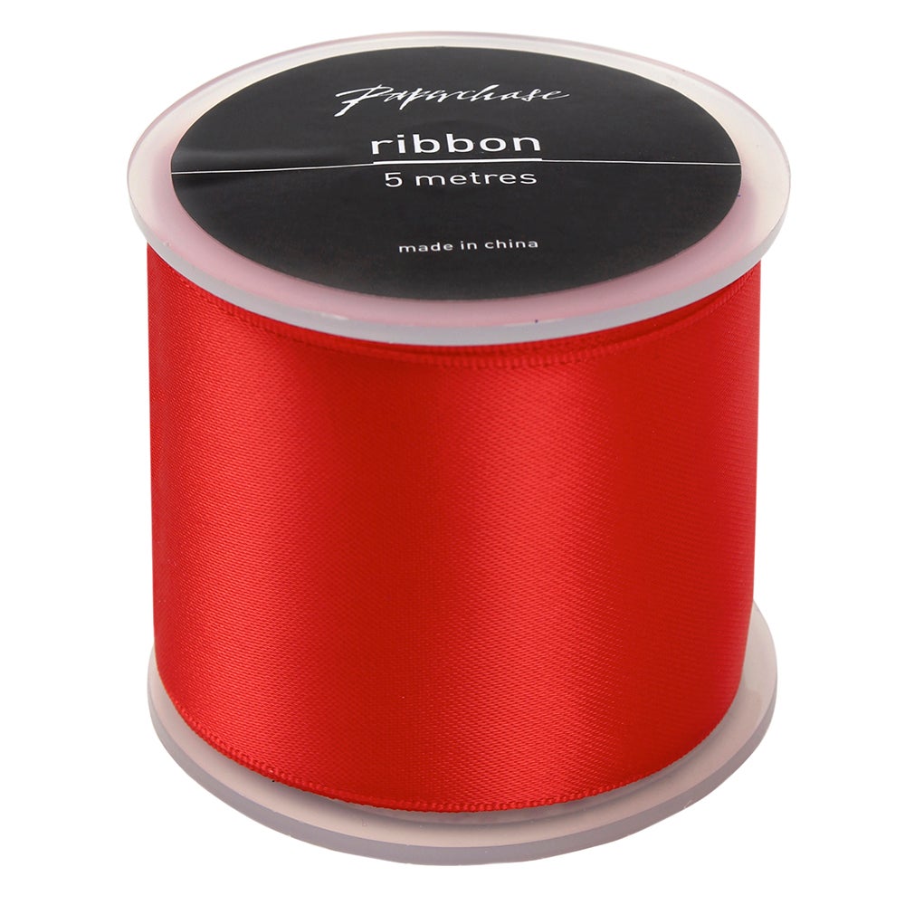 Gavebånd Wide Poppy Red Satin 5m