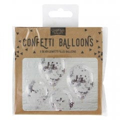 Ballonger silver confetti balloons X5