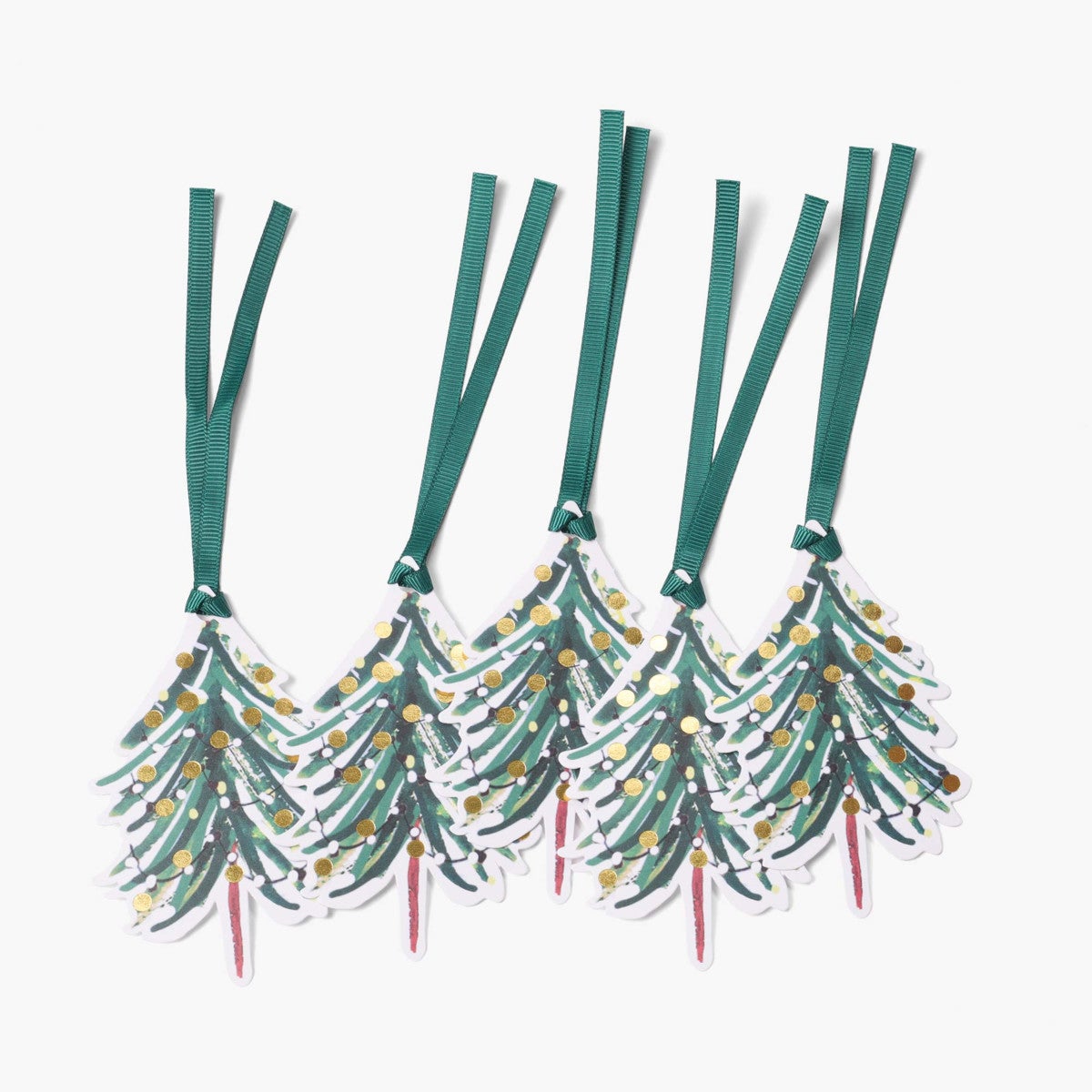 Gavemerkelapper Gold Snow Trees 5pk