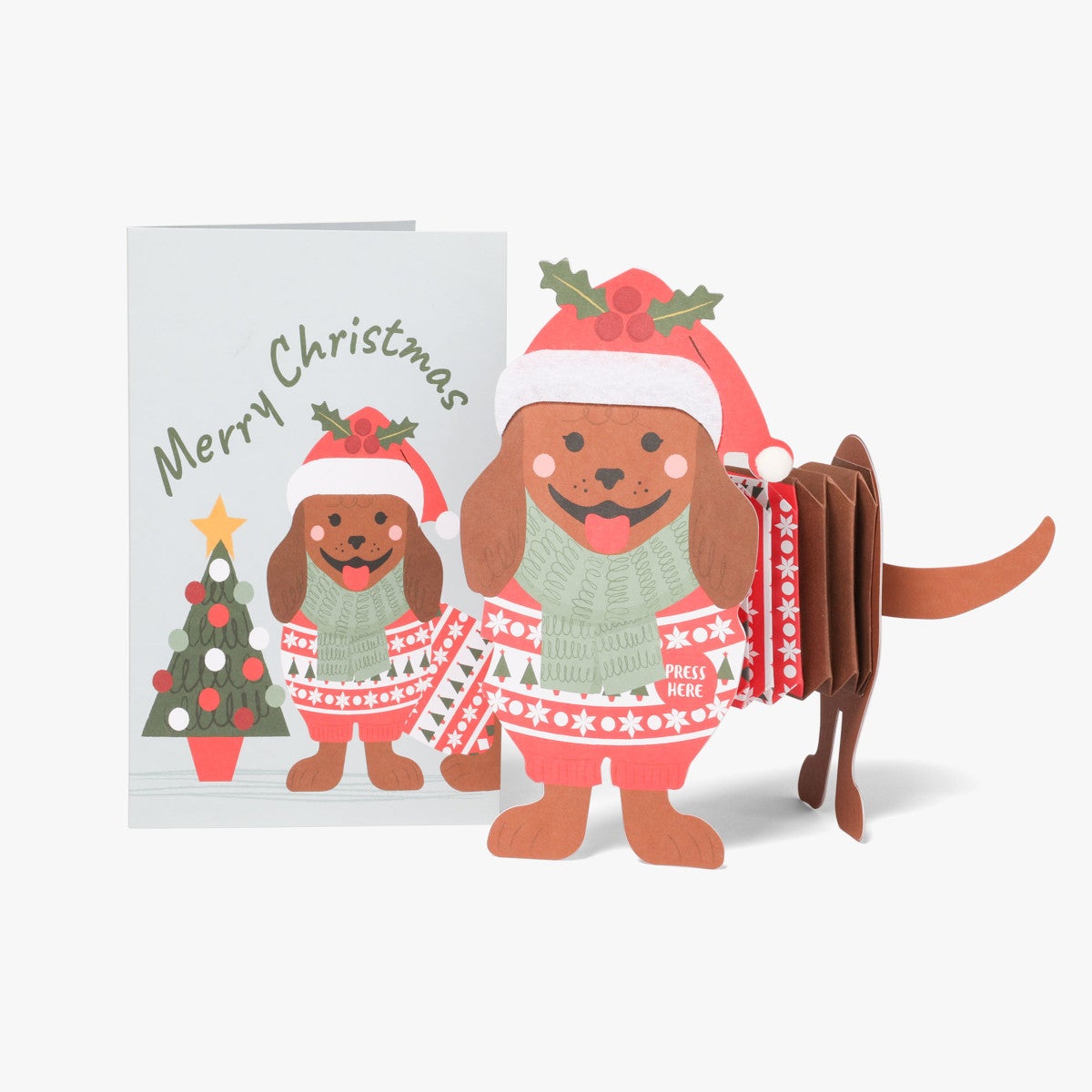 Julekort Sausage Dog Concertina Xmas