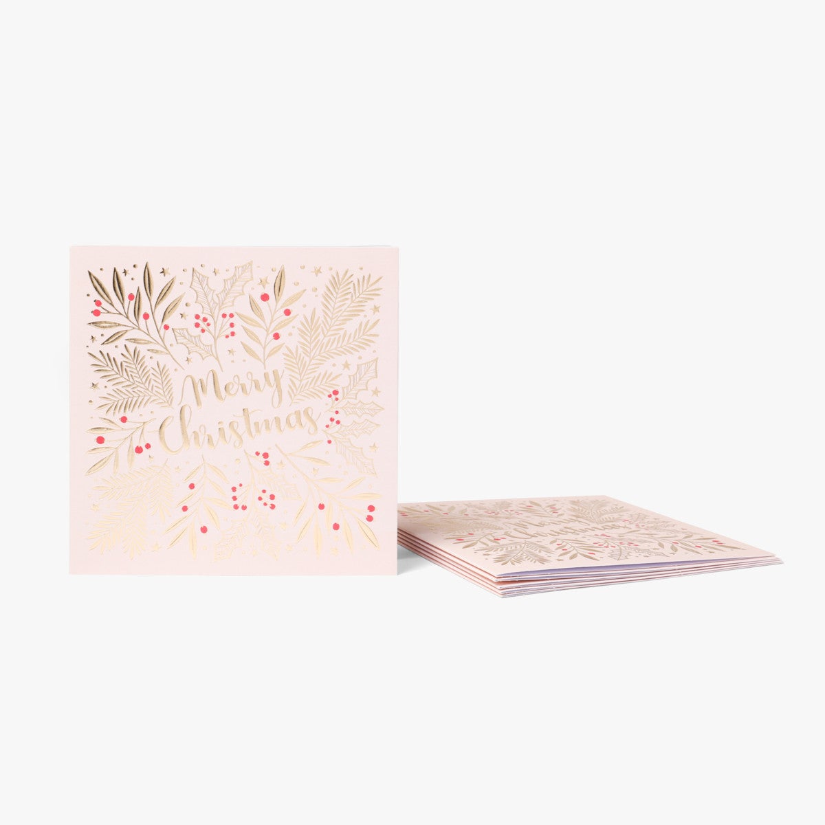 Julekort Luxe Holly Leaves Gold Foil 6pk