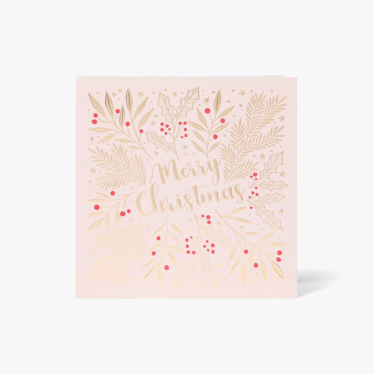 Julekort Luxe Holly Leaves Gold Foil 6pk