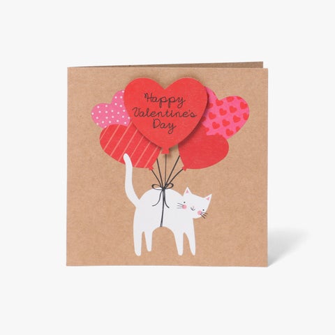 Kort Cat with Balloons