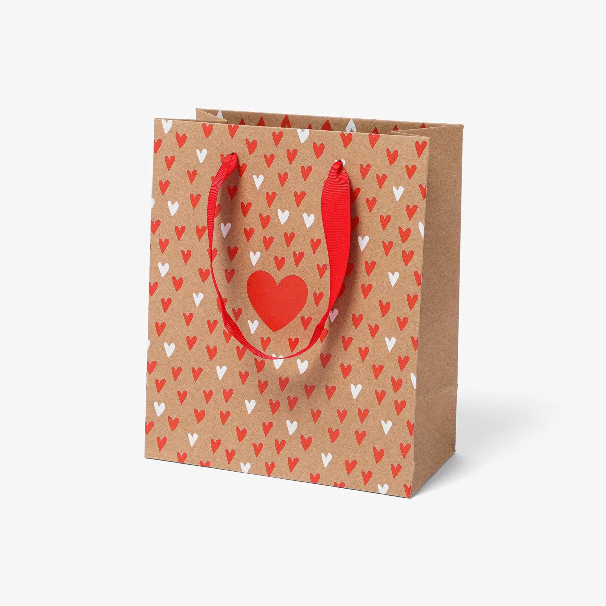 Gavepose Kraft Red Hearts M