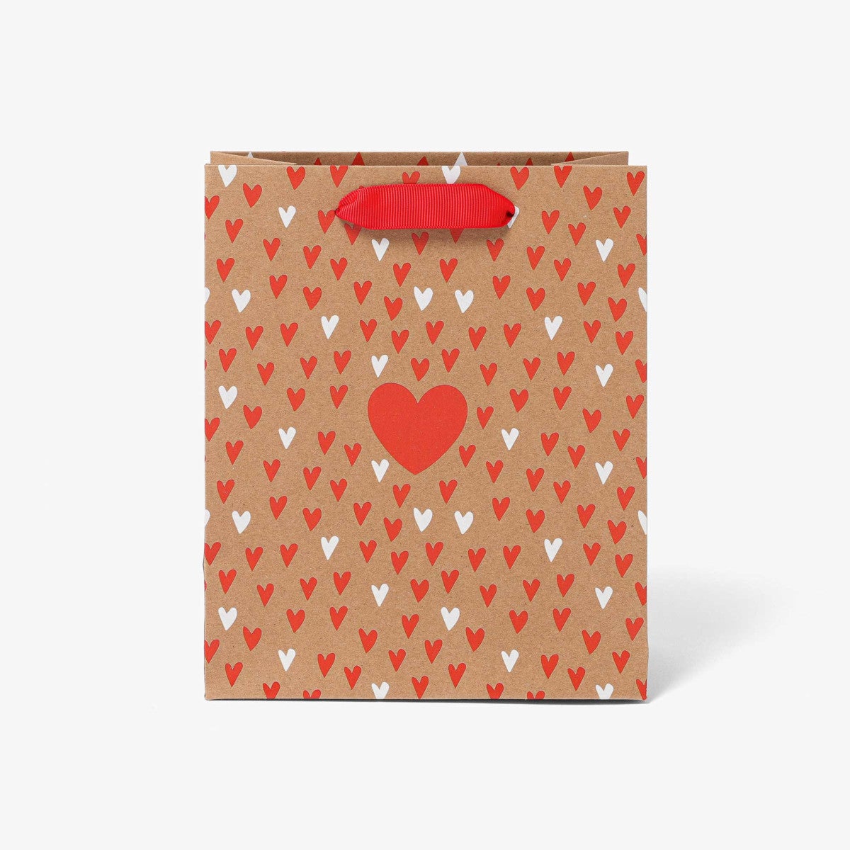 Gavepose Kraft Red Hearts M
